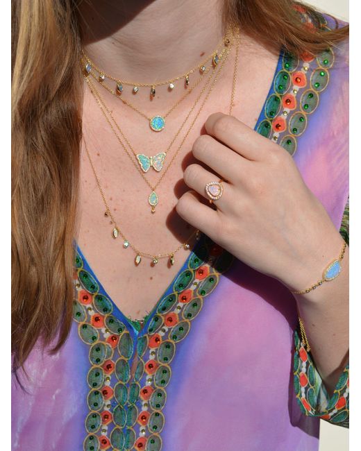 KAMARIA Metallic Opal Butterfly Necklace With Stripes