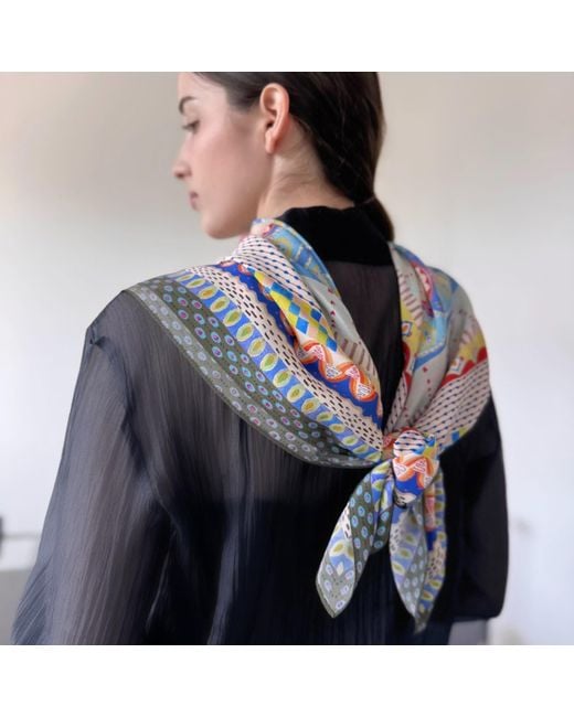 Maraethra Metallic Twilight Horizon Silk Square Scarf