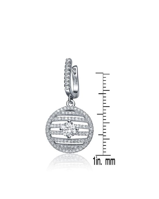 Genevive Jewelry Metallic Sterling Silver Clear Cubic Zirconia Circle Drop Earrings
