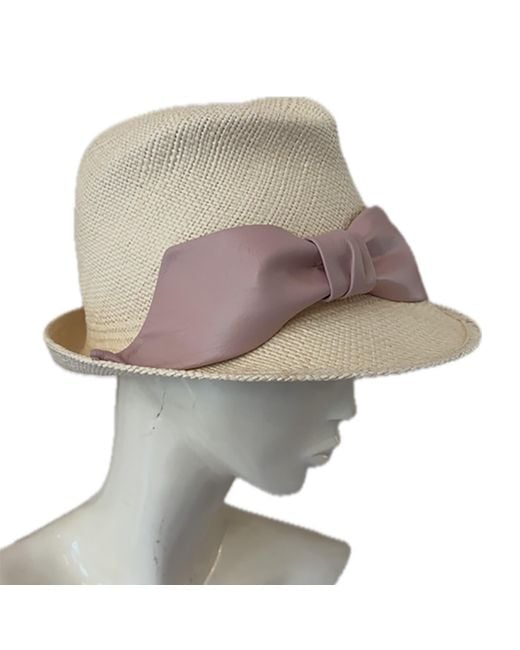 Misa Harada Millinery Pink Sandy Off- Panama Straw Hat