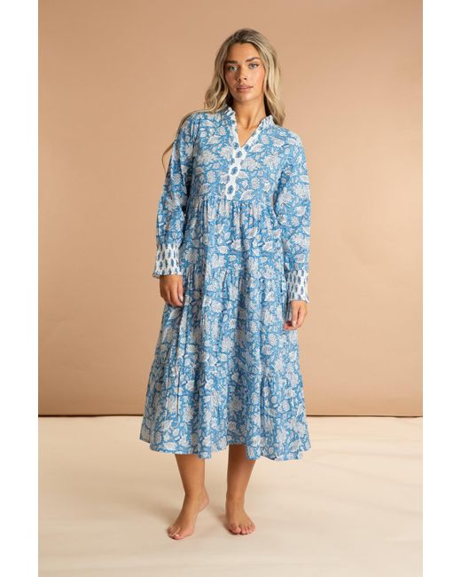 Inara Blue Indian Cotton Summer Dress