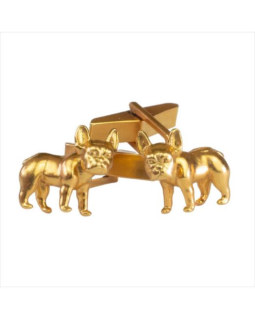 Simon Kemp Jewellers Metallic French Bulldog Cufflinks Eighteen Carat On Solid Sterling for men