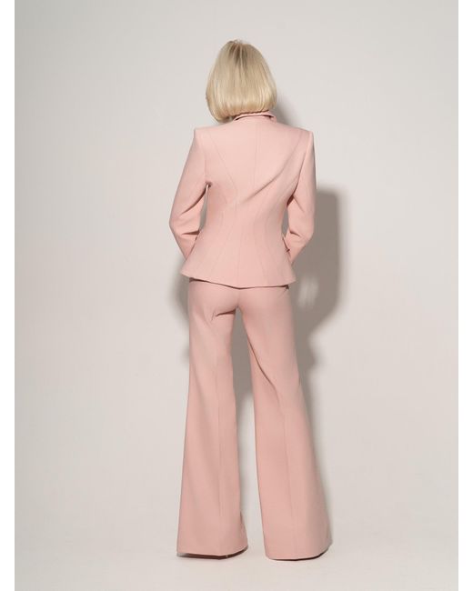 Tia Dorraine Pink Flared Trousers With Adjustable Waist