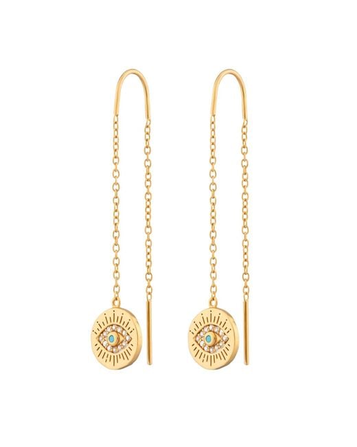 Scream Pretty Metallic Delicate Threader Earrings With Evil Eye Charm
