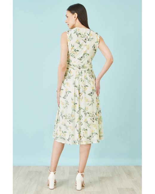 Yumi' Metallic Floral Print Mesh Stretch Midi Dress With Pockets
