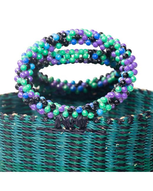 ORTUS Blue Inyene Straw Bucket Bag