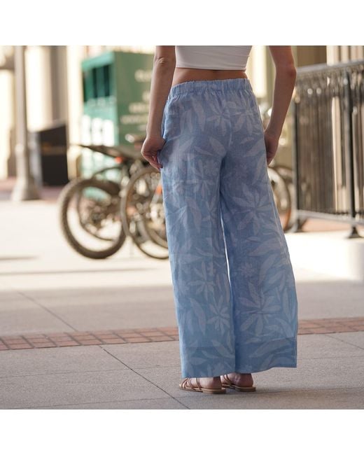 NUAJE NUAJE Blue Rhea Wide Leg Linen Pant