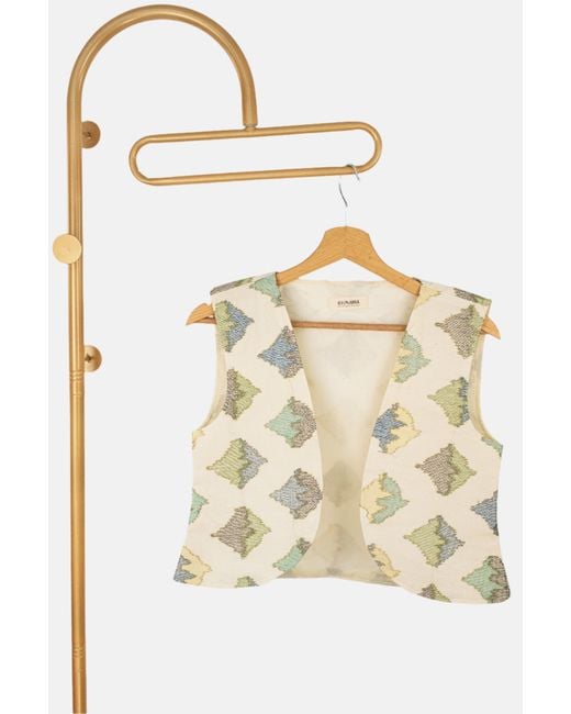 Stovaria Metallic Cotton Vest With Colorful Thread & Zari Embroidery