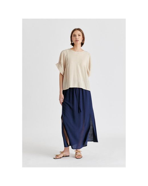 Paisie Natural Neutrals Relaxed Fit Top With Back Bow Detail