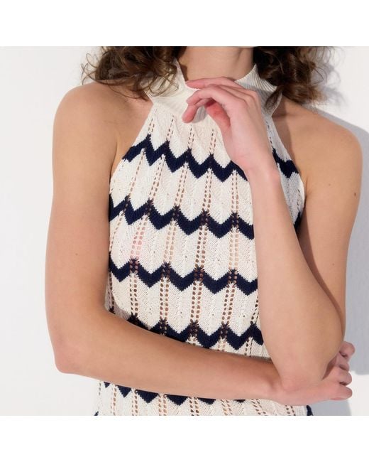Thisisu Collection White Bellina Zigzag Beachwear Knit Dress