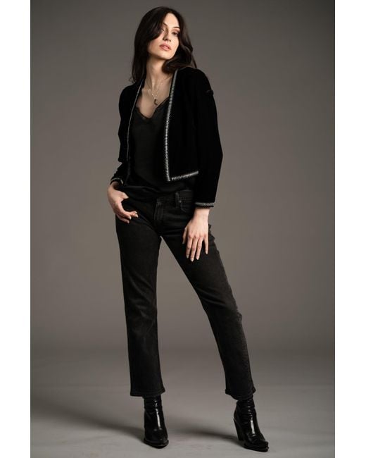 Little Lies Black Metal Guru Studded Velvet Jacket