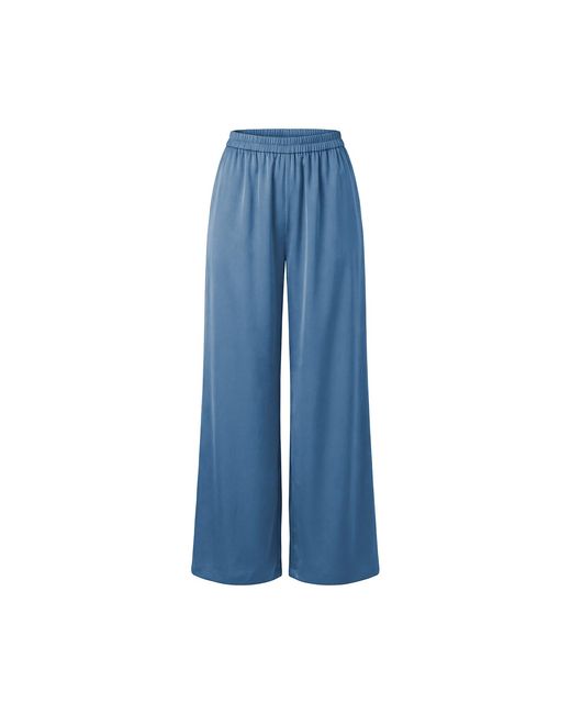 Janara Jones Blue Mist Wide-Leg Satin Lounge Pants