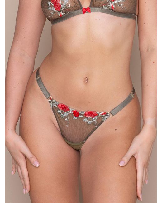 BonBon Lingerie Green Roses G-String