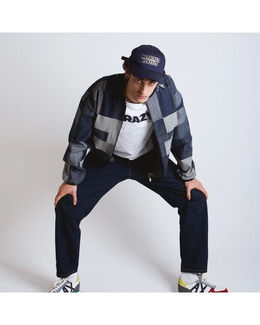 Win Out Blue Patchwork Denim Bomber for men
