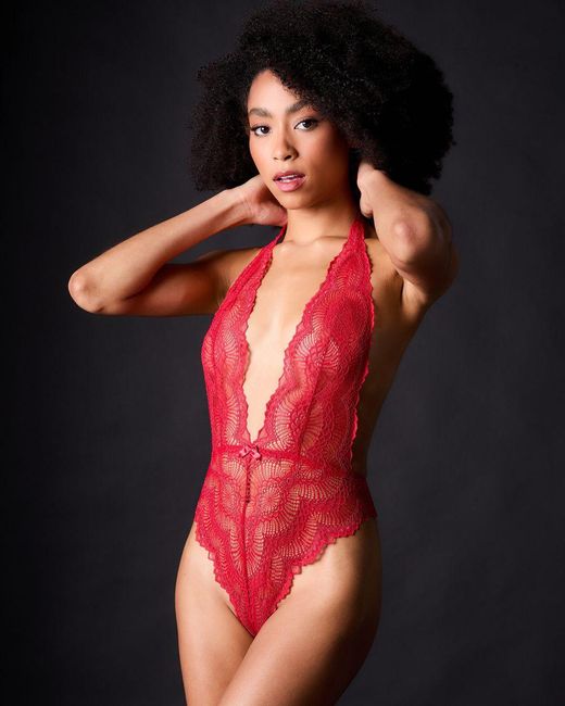 Journelle Red Natalia Bodysuit Scarlet