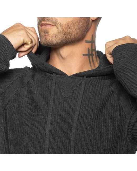 Weston Jon Boucher Black Dune Ottoman Knit Luxury Hoodie With Silk & Wool for men