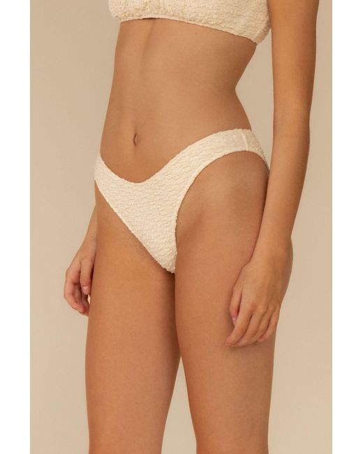 Montce White Neutrals Amalia Texture Lulu Zig-Zag Stitch Bikini Bottom