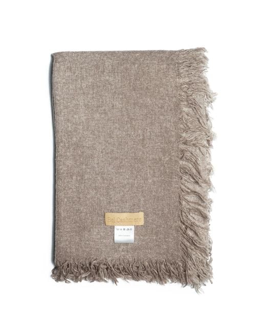 Bel Cashmere Gray Cashmere Foulard With Fringes Organic