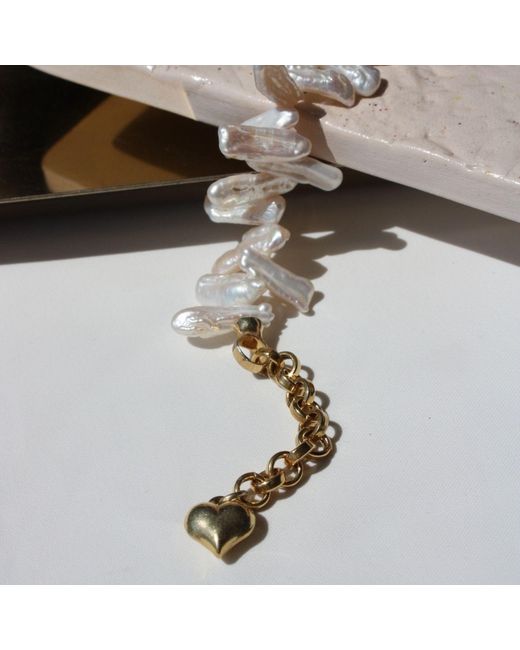 LINYA JEWELLERY White Asymmetrical Baroque Pearl Bracelet