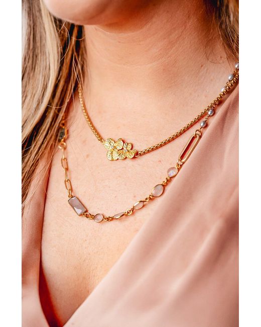 Loni Paul Jewelry Metallic Moonstone, Aquamarine & Pearl Short Necklace