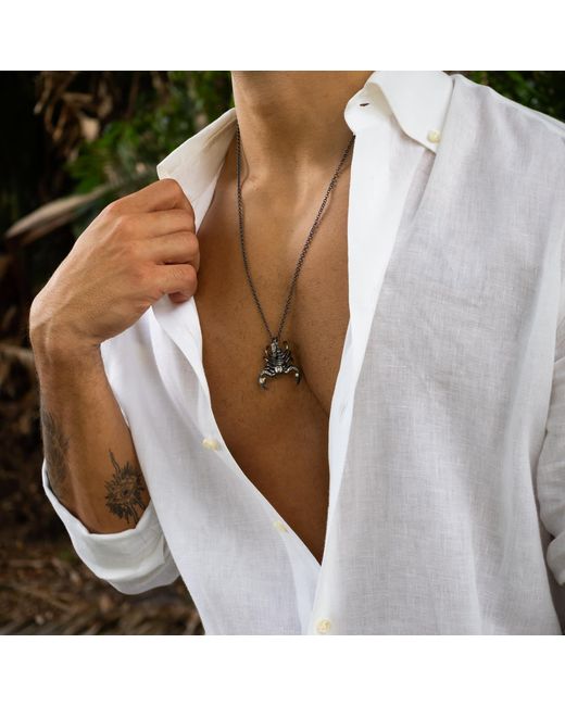 Ebru Jewelry Metallic Scorpion Guardian Sterling Necklace for men
