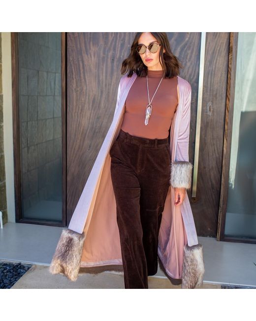 Jennafer Grace Pink Blush Velvet Faux Fur Cuff Jacket