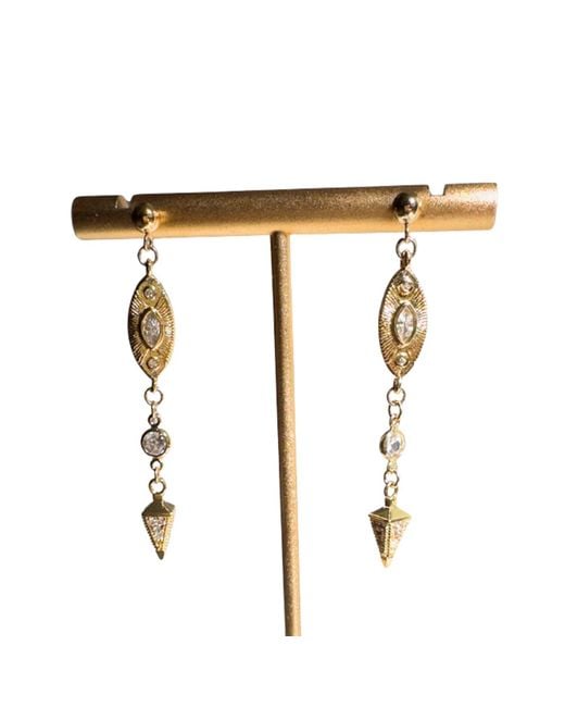 Rachel Nathan Metallic Post: Eye Nouveau & Art Deco Drop Earrings