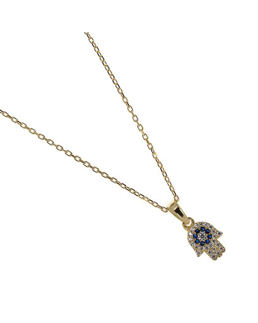 Ebru Jewelry Metallic Minimalist Hamsa Hand Gold Plated Necklace