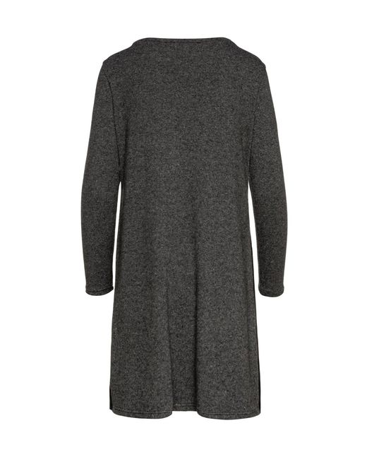 Conquista Black Dark Faux Leather Detail Knit Dress