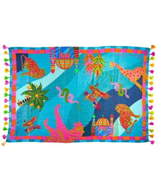 Beatrice von Tresckow Blue Majestic Safari Stilvoll Wool Shawl