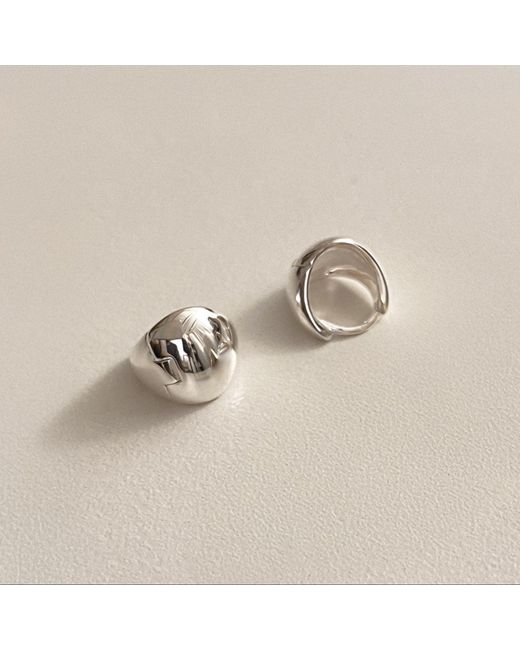 Cote Cache Metallic Triangle Dome Huggie Hoop Earrings