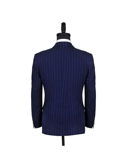 DAVID WEJ Blue Aldo Double Breasted Chalk Stripe Suit for men