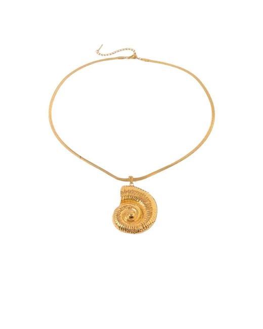 Nazzar Metallic Large Snail Shell Pendant Necklace