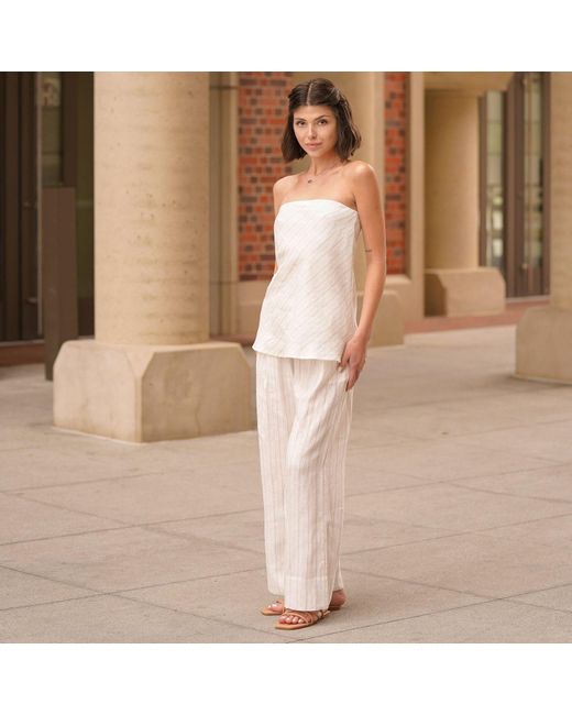 NUAJE NUAJE White Rhea Bias Linen Tube Top