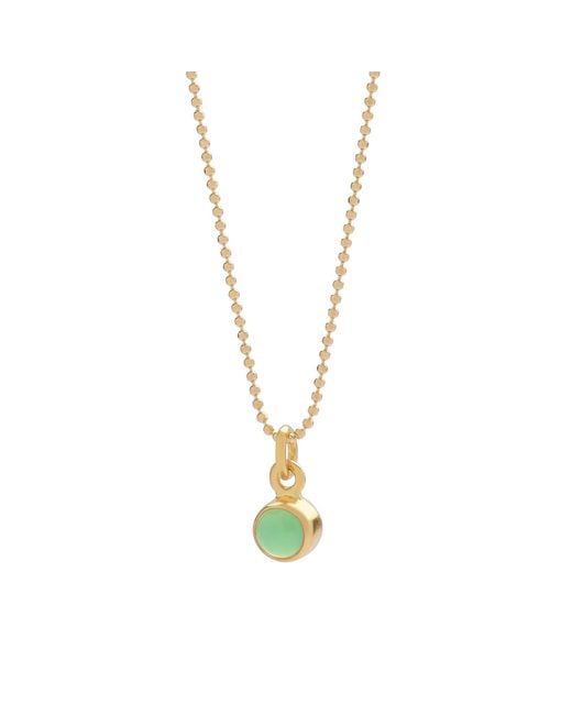 Nellou Jewellery Metallic Gem Dot Birthstone Necklace May Chrysoprase Plated Sterling