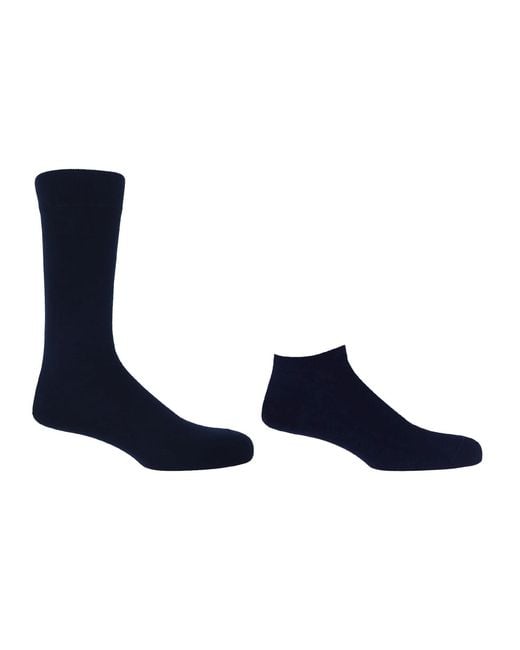 Peper Harow - Made in England Blue Classic Royal Luxury Crew & Trainer Socks Bundle for men
