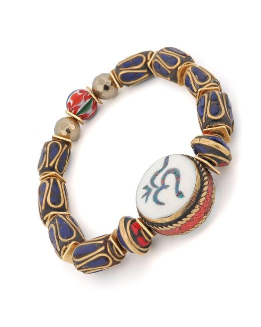 Ebru Jewelry Metallic Soul Balance Om Charm Bohemian Spiritual Beaded Bracelet