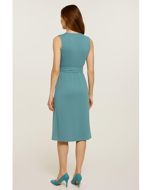 Conquista Blue Dusty Sleeveless V-Neck Wrap Dress – Soft Viscose Jersey
