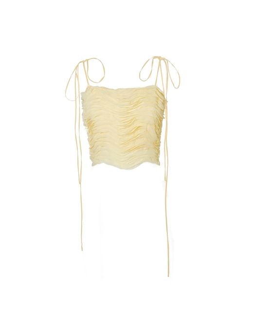 SVETA Milano White Neutrals Trinacria Ruffles Top