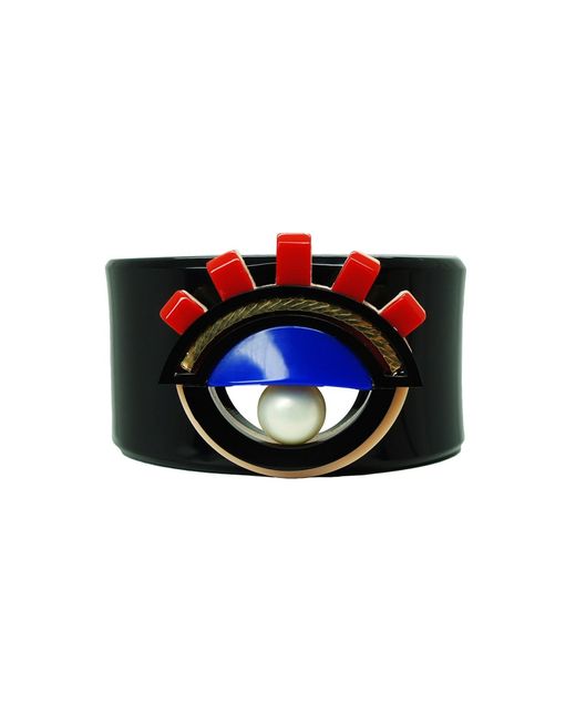 Gissa Bicalho Black Handmade Acrylic Bracelet Eye