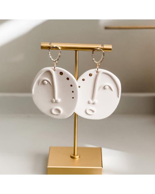 Babaloo White Luna Handcrafted Statement Dangle