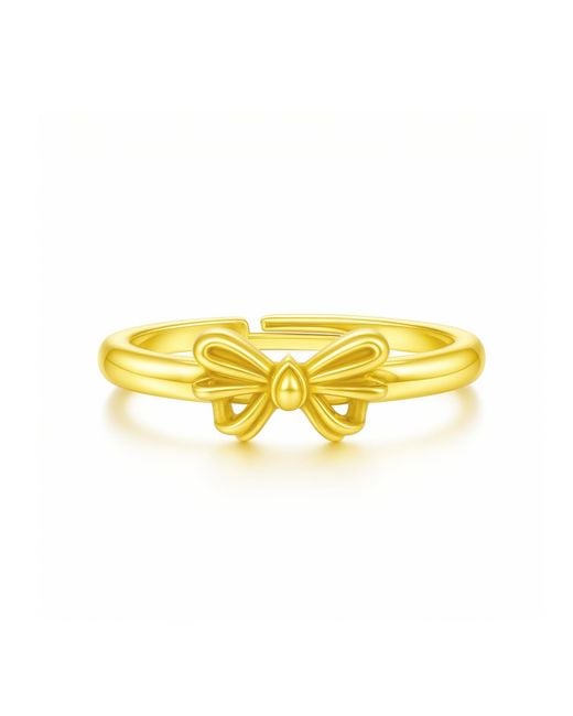 Unaloe Yellow Plated Bow Ring – Romantic Adjustable Feminine Ring For