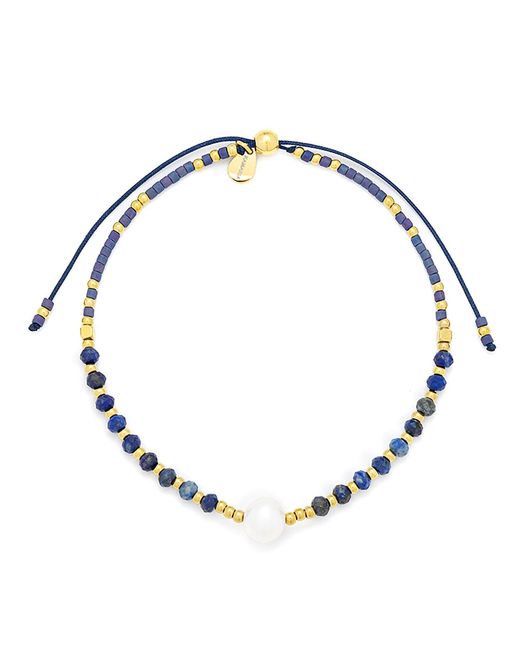 KAMARIA Metallic Lumira Mini Pearl & Gemstone Adjustable Bracelet With Miyuki Beads