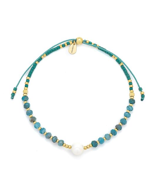 KAMARIA Metallic Lumira Mini Pearl & Gemstone Adjustable Bracelet With Miyuki Beads