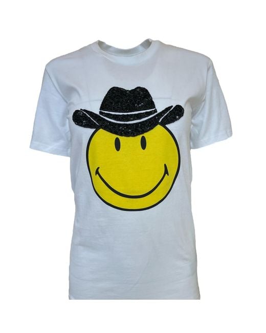 Any Old Iron Gray Smiley Cowboy Beaded T-Shirt
