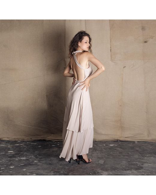 Bianca Popp Natural Neutrals Asymmetrical Collar Bareback Dress