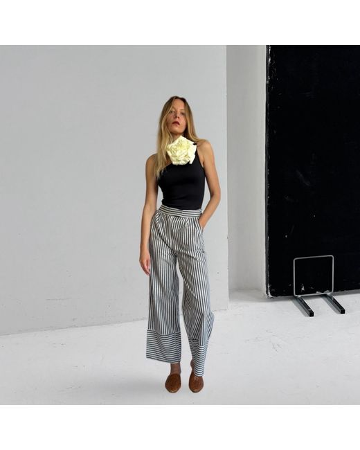 London Atelier Byproduct Black One Shoulder Top With Flower Pin