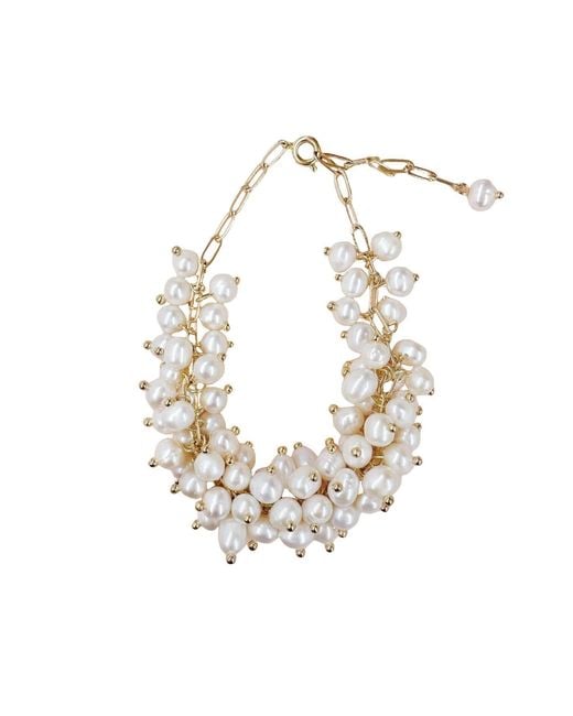 Angel Barocco Metallic Various Sized Ivory Pearls Bracelet