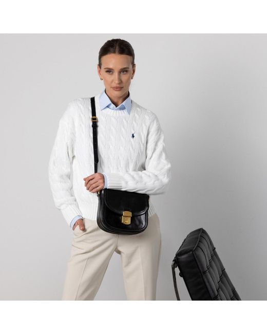 Time Resistance Black Leather Saddle Bag