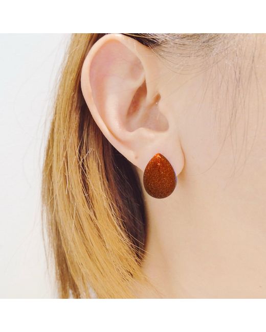 VALERIE CHIC Brown Sparkle Sea Droplet Stone Stud Earrings